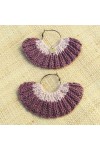 Boucles d'oreilles éventail rose ancien et bruyère