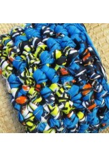 Manchette en wax bleu, orange, jaune et blanc