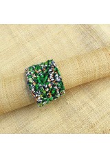 Manchette en wax vert, bleu, orange et blanc