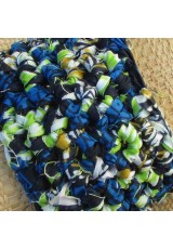 Manchette en wax bleu marine, bleu roi, vert et blanc