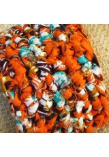 Manchette en wax orange, brun, turquoise, moutarde et blanc