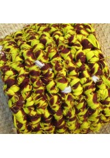 Manchette en wax jaune, brun et blanc