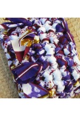 Manchette en wax violet, bordeaux, moutarde et blanc avec franges