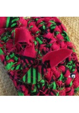 Manchette en wax rose, vert et noir avec franges