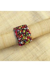 Manchette marine, rouge, jaune, brun et blanc