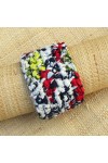 Manchette en wax rouge, bleu marine, jaune, vert et blanc