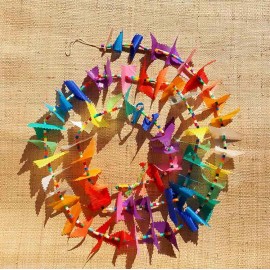 Guirlande tissu de spinnaker et perles multicolores n°5