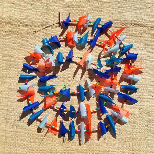 Guirlande tissu de spinnaker et perles multicolores n&deg;21