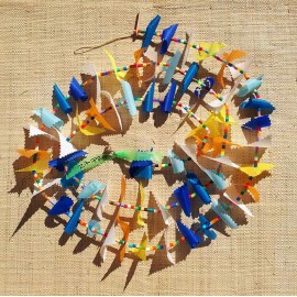 Guirlande tissu de spinnaker et perles multicolores n°27 (dimanche de Pâques)