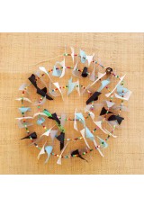 Guirlande tissu de spinnaker et perles multicolores n°34 (jour de pluie)