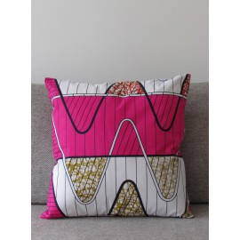 Coussins Wax brun rose rouille moutarde indigo cr&egrave;me