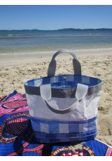 Cabas voile et "moving bag" bleu