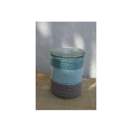 Photophore au crochet rayé turquoise lagon taupe