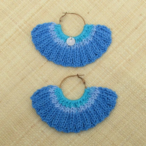 Boucles d'oreilles &eacute;ventail bleu de France et mers du sud