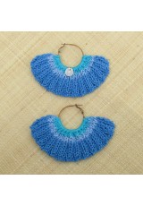 Boucles d'oreilles éventail bleu de France et mers du sud