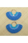 Boucles d'oreilles éventail bleu de France et mers du sud