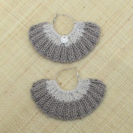 Boucles d'oreilles &eacute;ventail chanvre et lin