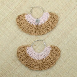 Boucles d'oreilles &eacute;ventail tabac et p&ecirc;che