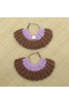 Boucles d'oreilles éventail noisette et mauve anglais