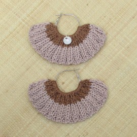 Boucles d'oreilles &eacute;ventail noix et cannelle 