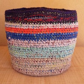 Cabas crochet multicolore Zpagetti et jute, violet, orange bleu et ciel