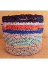 Cabas crochet multicolore Zpagetti et jute, violet, orange bleu et ciel