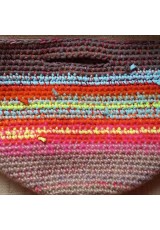 Cabas crochet multicolore Zpagetti et jute, brun, ciel, orange, jaune et rose