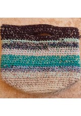 Cabas crochet multicolore Zpagetti et jute, brun, turquoise et naturel