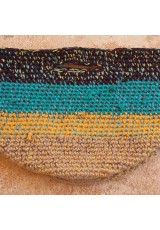 Cabas crochet multicolore Zpagetti et jute, brun, turquoise et jaune paille