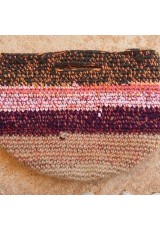 Cabas crochet multicolore Zpagetti et jute, kaki foncé, corail et bordeaux